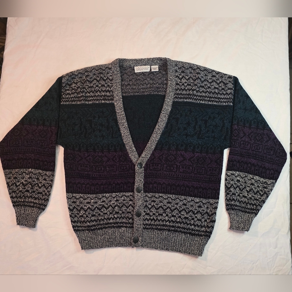Vintage Sweater Graphix Cardigan Men's XXL